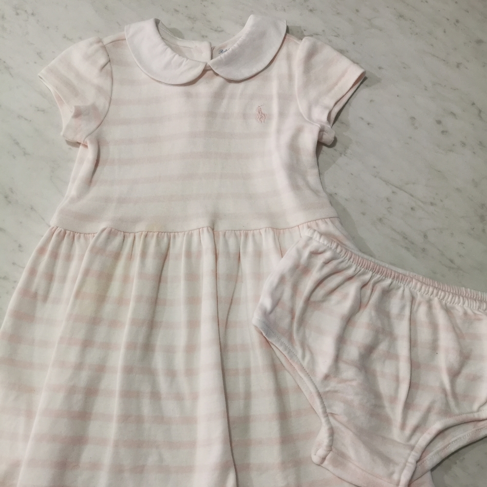 Ralph Lauren baby girl dress with diaper cover . 12-18 months .Worn once